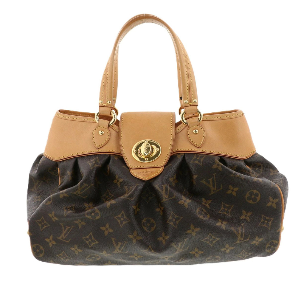 LOUIS VUITTON Boetie Monogram Handbag Suede Brown Beige